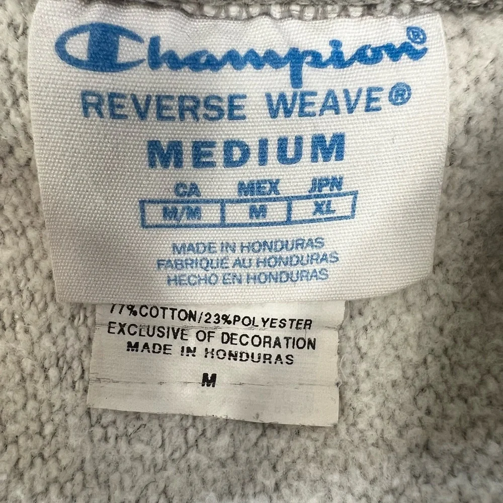 Champion Reverse Weave reworked grey oversized cotton blend hoodie sweatshirt M - Picture 14 of 17